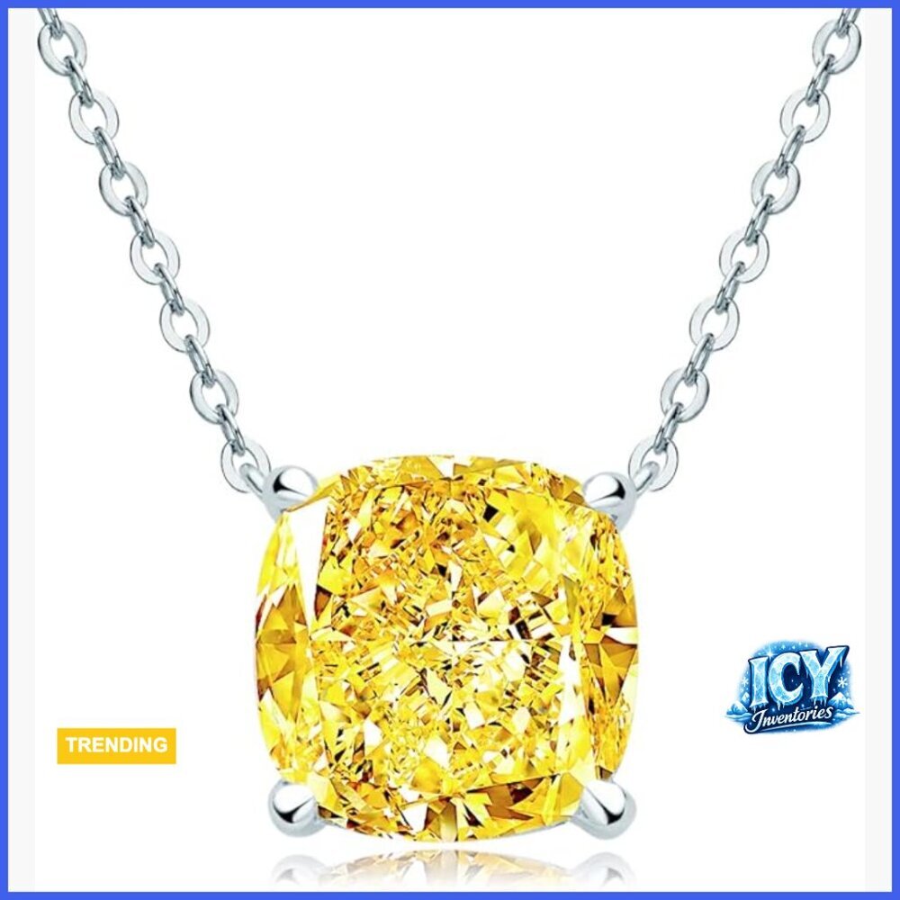 Lab Grown Diamond Pendant Necklace, 925 Sterling Silver with Gold Plating